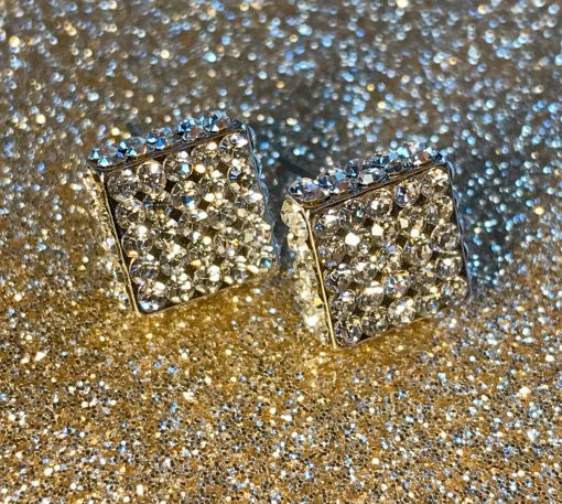 Square Diamond Stud Earrings for Pierced Ears