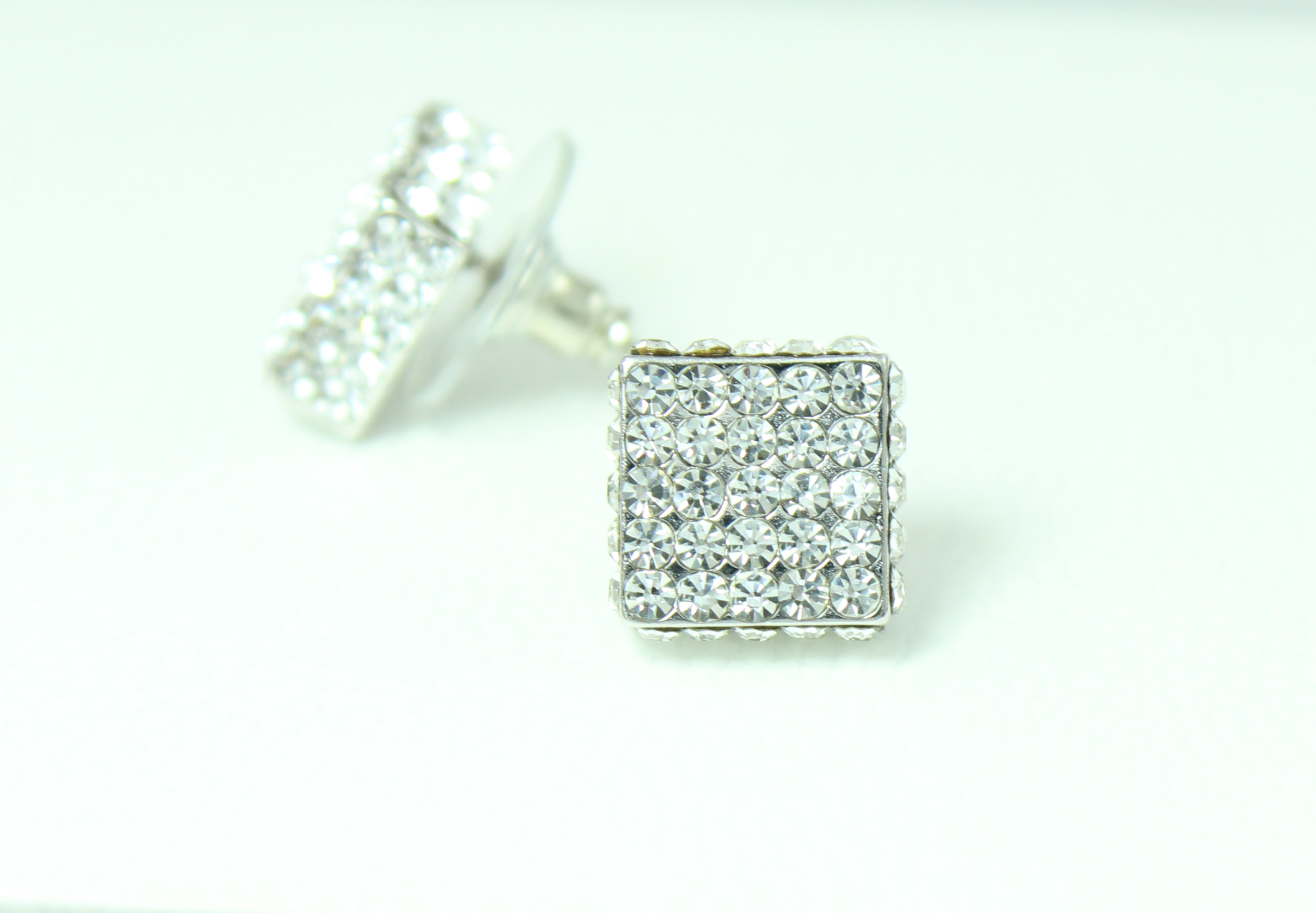 Square Diamond Stud Earrings for Pierced Ears Jane McKenzie Jewellery