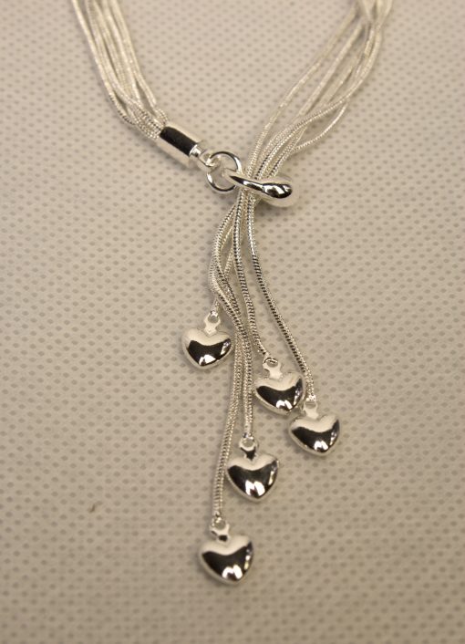 Silver Dropping Hearts Bracelet