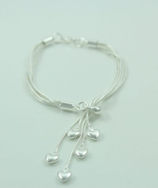 Silver Dropping Hearts Bracelet - Image 3