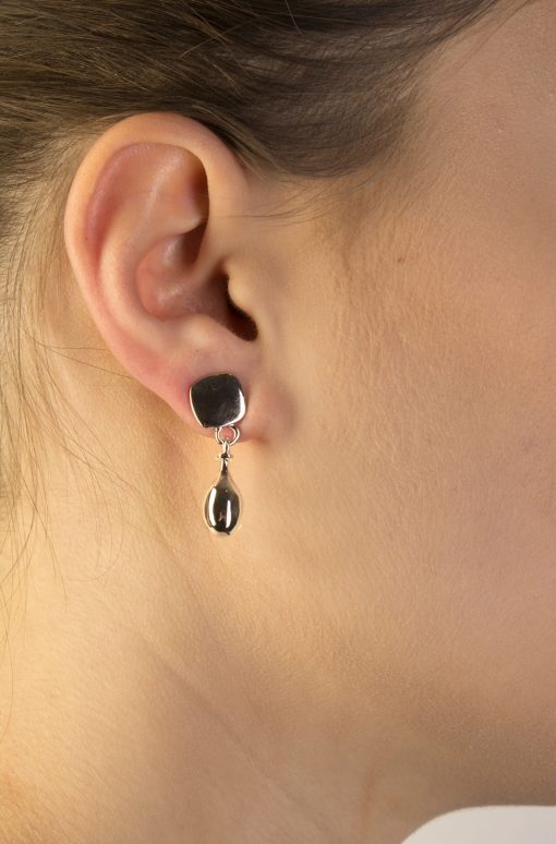 Silver Drop Earrings for Pierced Ears - Image 2