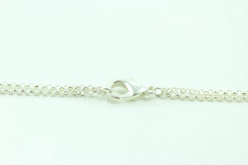 Silver Double Row Fine Necklace with 2 Silver Discs in the Centre - Image 3