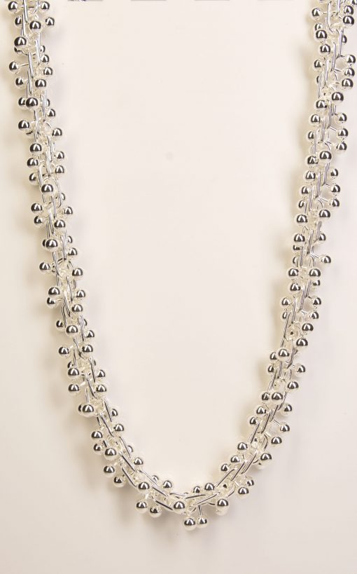 Silver Intricate Ball Necklace with Toggle Clasp - Image 2