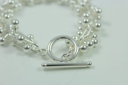 Silver Intricate Ball Necklace with Toggle Clasp - Image 4