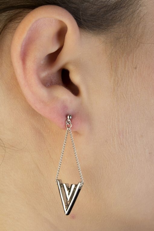 Long Silver Chained Earrings - Image 2