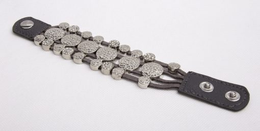 A fun on trend grey suede 4 strand cuff with press stud adjustable fastening - Image 2