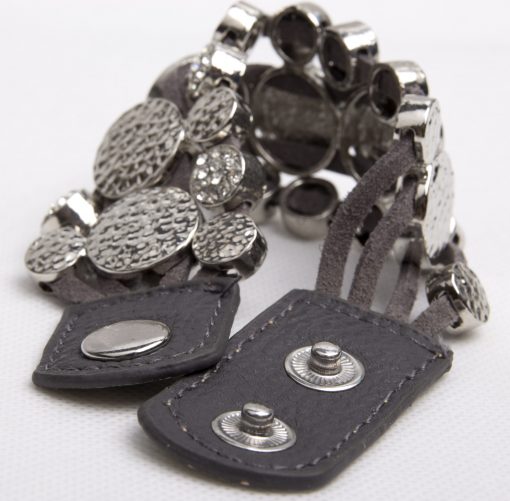 A fun on trend grey suede 4 strand cuff with press stud adjustable fastening - Image 3