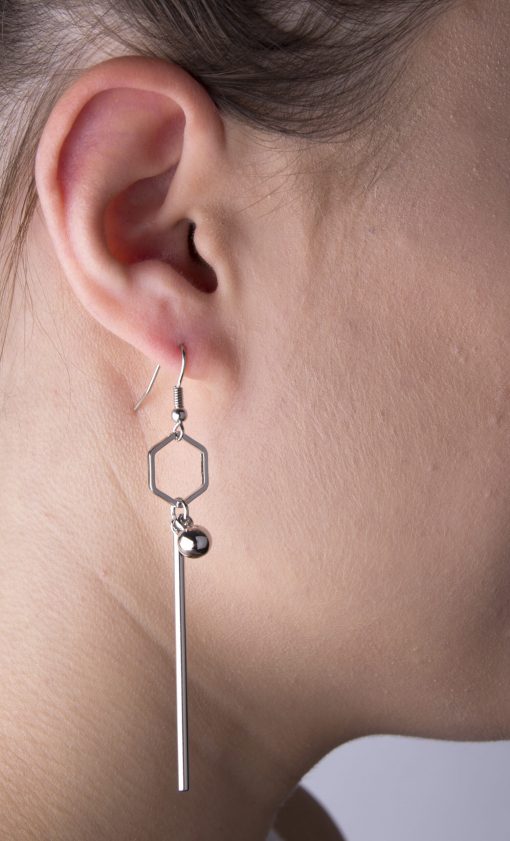 Fashionable Bee Honeycomb Silver Earrings - Image 2