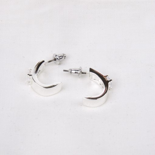 Silver Crystal Cuff Earrings - Image 2