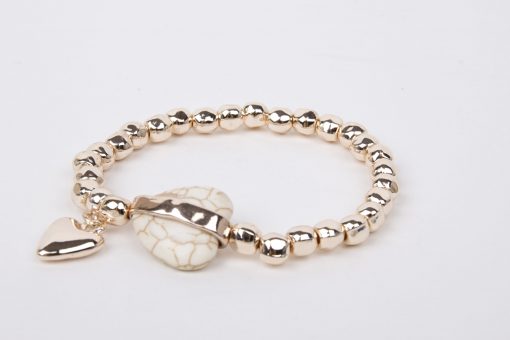 Rose Gold Bead Heart Stone