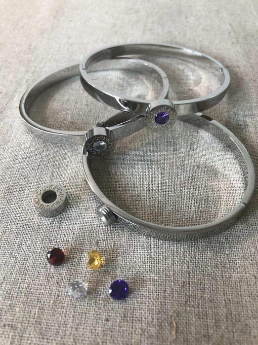 Limited Edition: Silver Bangle with Interchangeable Stones - Image 3