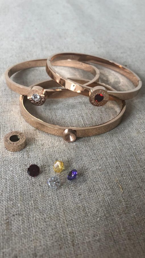 Limited Edition: Gold Bangle comes with 4 different coloured interchangeable stones - Image 5