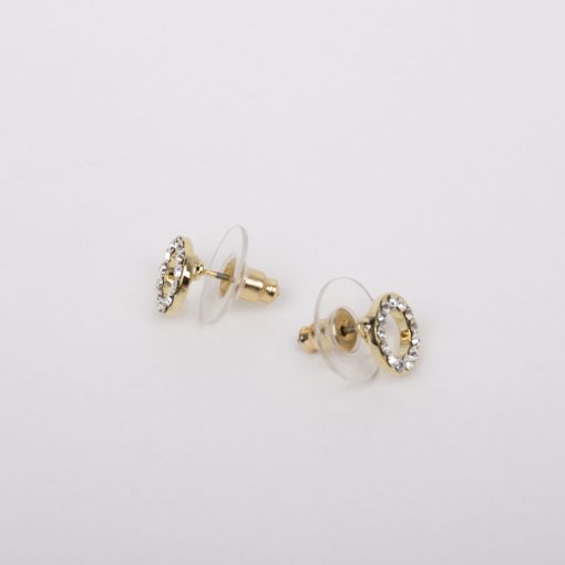 Gold diamanté disc earrings - Image 2