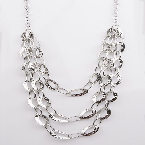 Hammered Link Chained Long Necklace