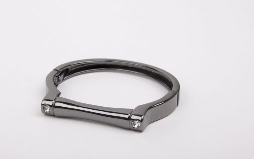 Gunmetal Diamante Cuff Bangle
