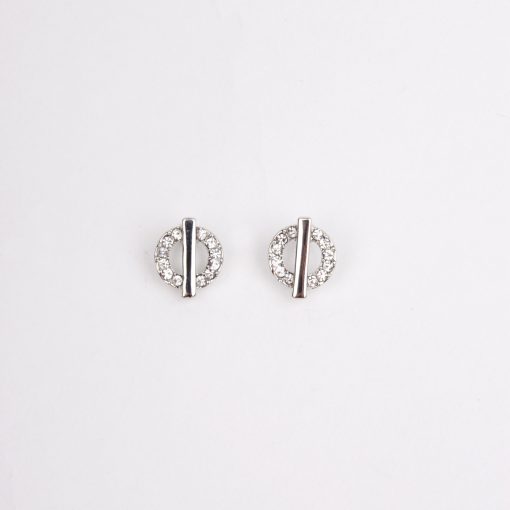 Circular Crystal Stud Earrings - Image 2