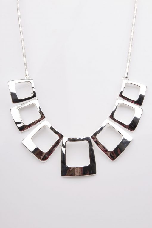 Silver Square Choker Necklace