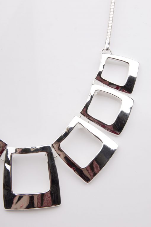 Silver Square Choker Necklace - Image 2