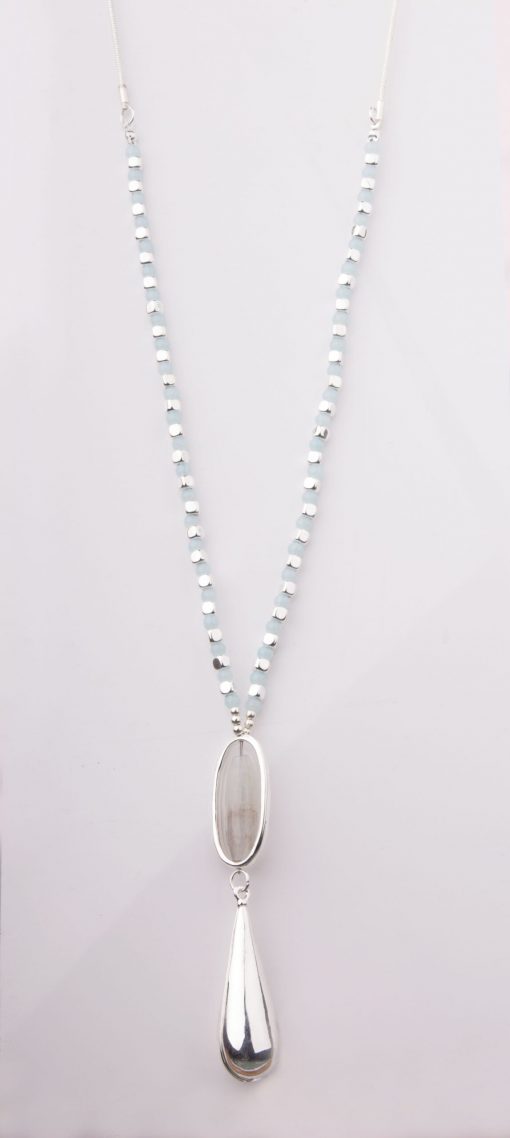 Light Blue Chain Drop Pendant Necklace