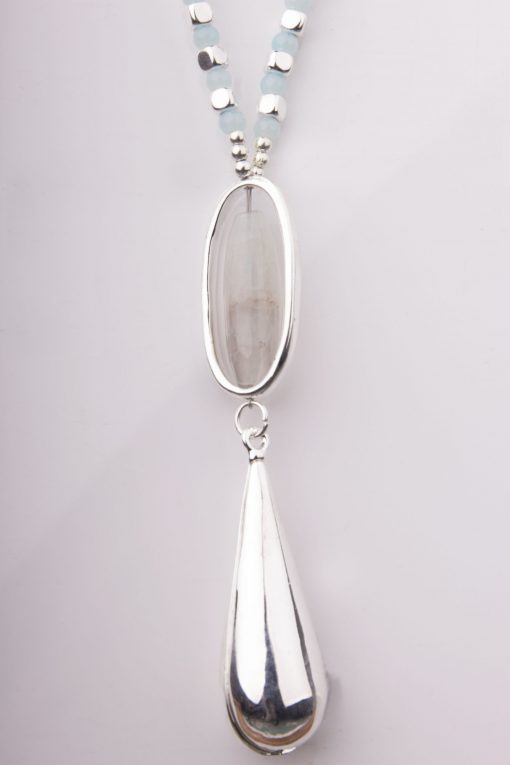Light Blue Chain Drop Pendant Necklace - Image 2