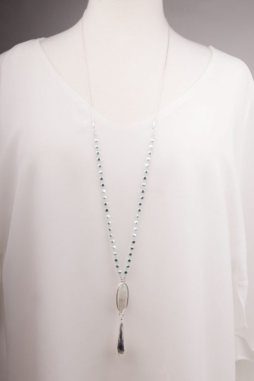 Light Blue Chain Drop Pendant Necklace - Image 4