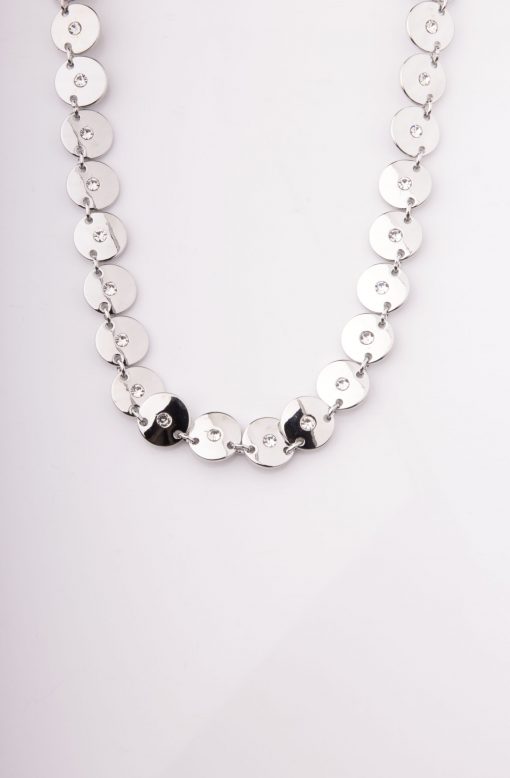 Silver Diamond Hoop Necklace
