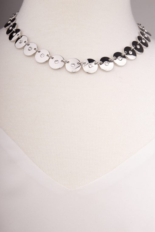 Silver Diamond Hoop Necklace - Image 4
