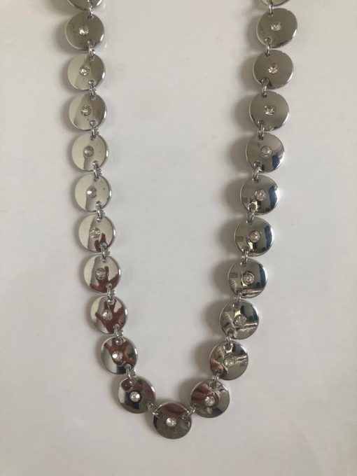 Silver Diamond Hoop Necklace - Image 9