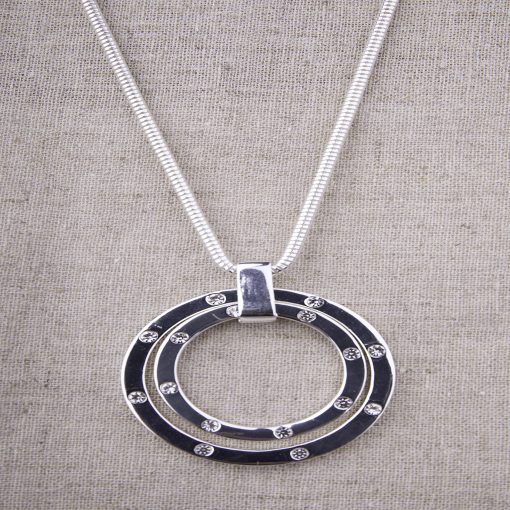 Double Silver Circle Necklace
