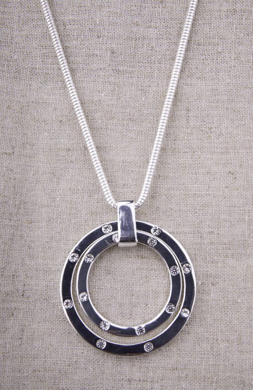 Double Silver Circle Necklace - Image 2