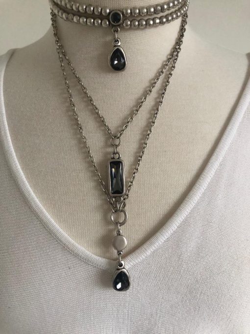 The Trixie Treble Necklace Charcoal Grey