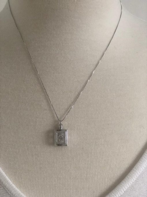 Short Silver Necklace With Perfume Bottle Pendant - Image 2