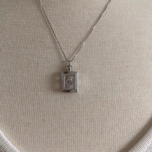 Short Silver Necklace With Perfume Bottle Pendant - Image 3
