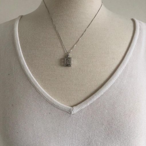 Short Silver Necklace With Perfume Bottle Pendant - Image 4