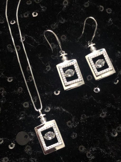 Short Silver Necklace With Perfume Bottle Pendant - Image 8