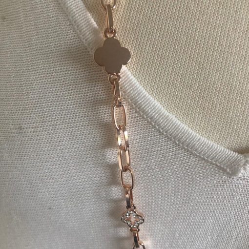 Rose Gold Diamante Clover Necklace - Image 4