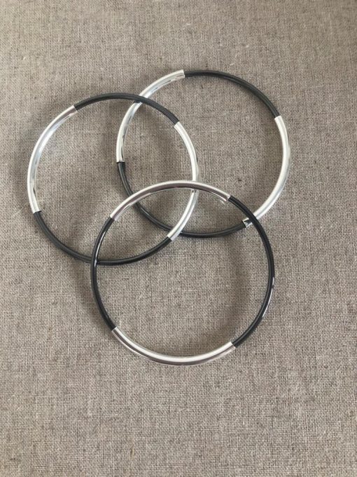 Silver and Graphite Bangles (set of 3)