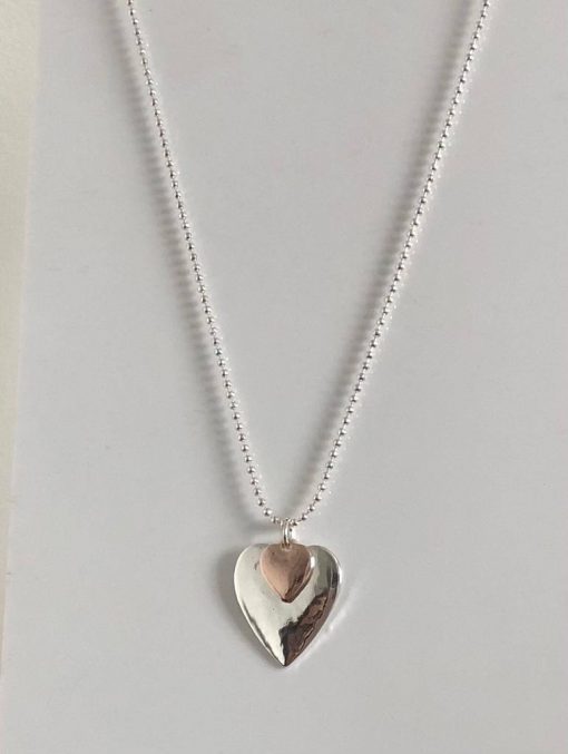Gold and Silver Double Heart Necklace