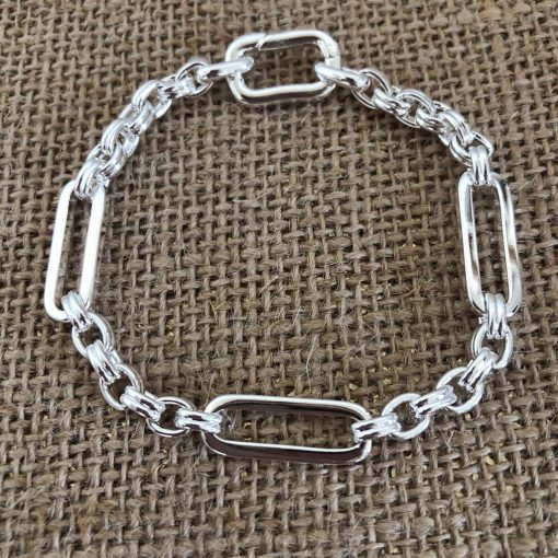 Silver Hoop Link Chain Bracelet
