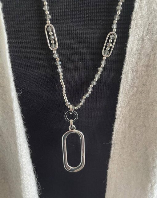 Hoop Bead Long Necklace - Image 2