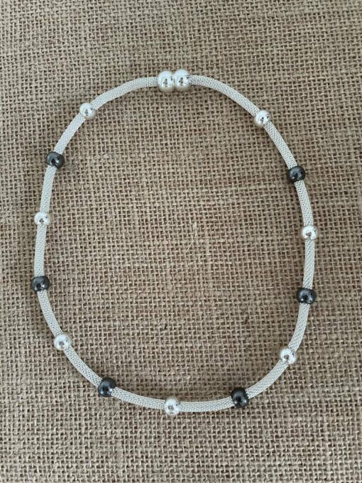 Silver and Gunmetal Ball Magnetic Necklace