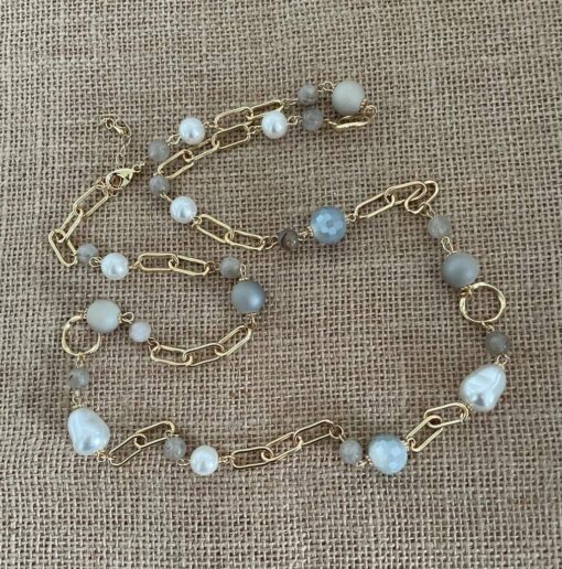 Golden Link Pearl Necklace - Image 2