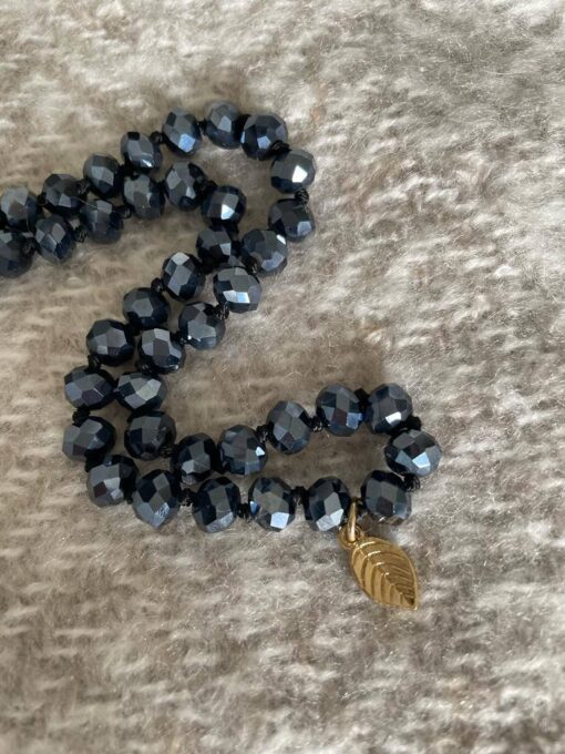 Black/Navy Crystal Bead Pendant Stone Necklace - Image 2