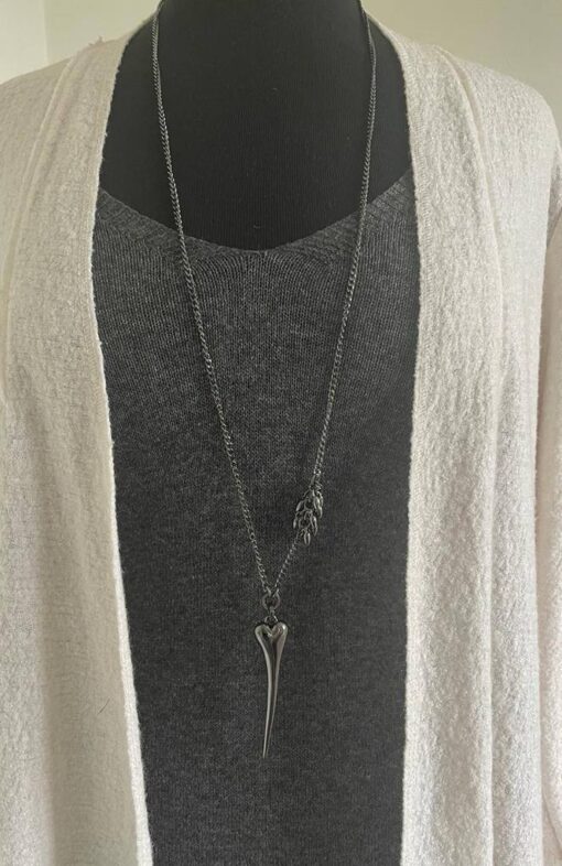 Gunmetal Long Heart Necklace - Image 2
