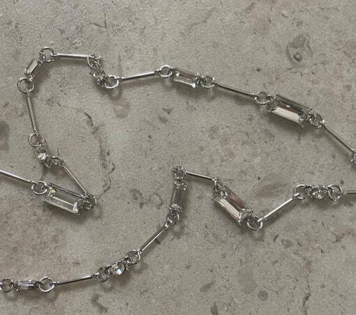 Short Crystal Silver Necklace - Image 8