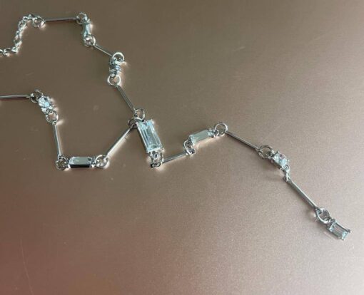 Short Crystal Silver Necklace - Image 6
