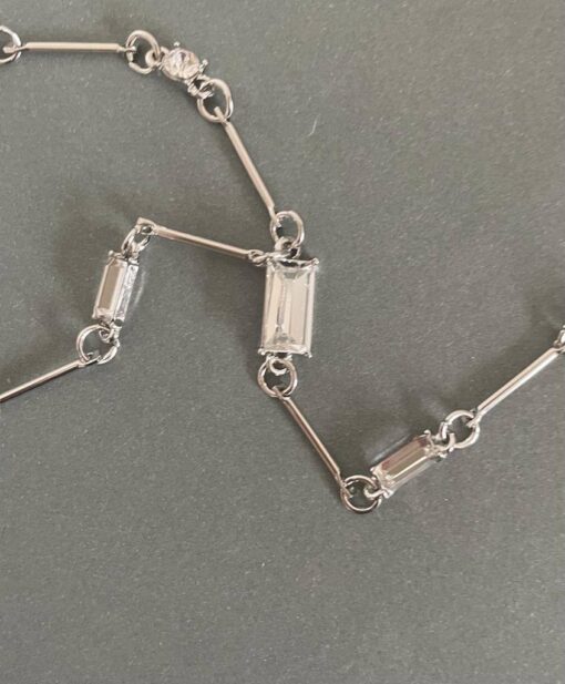 Short Crystal Silver Necklace - Image 5