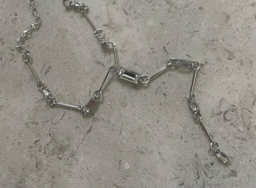 Short Crystal Silver Necklace - Image 4