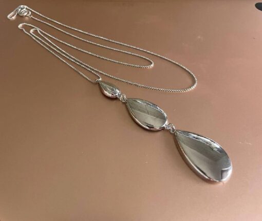 Silver Long Drop Necklace - Image 2