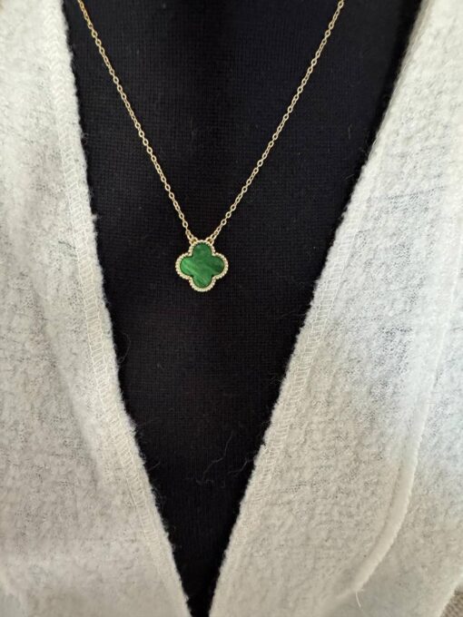 Zelly Clover Green 14K Gold Plated Necklace - Image 5